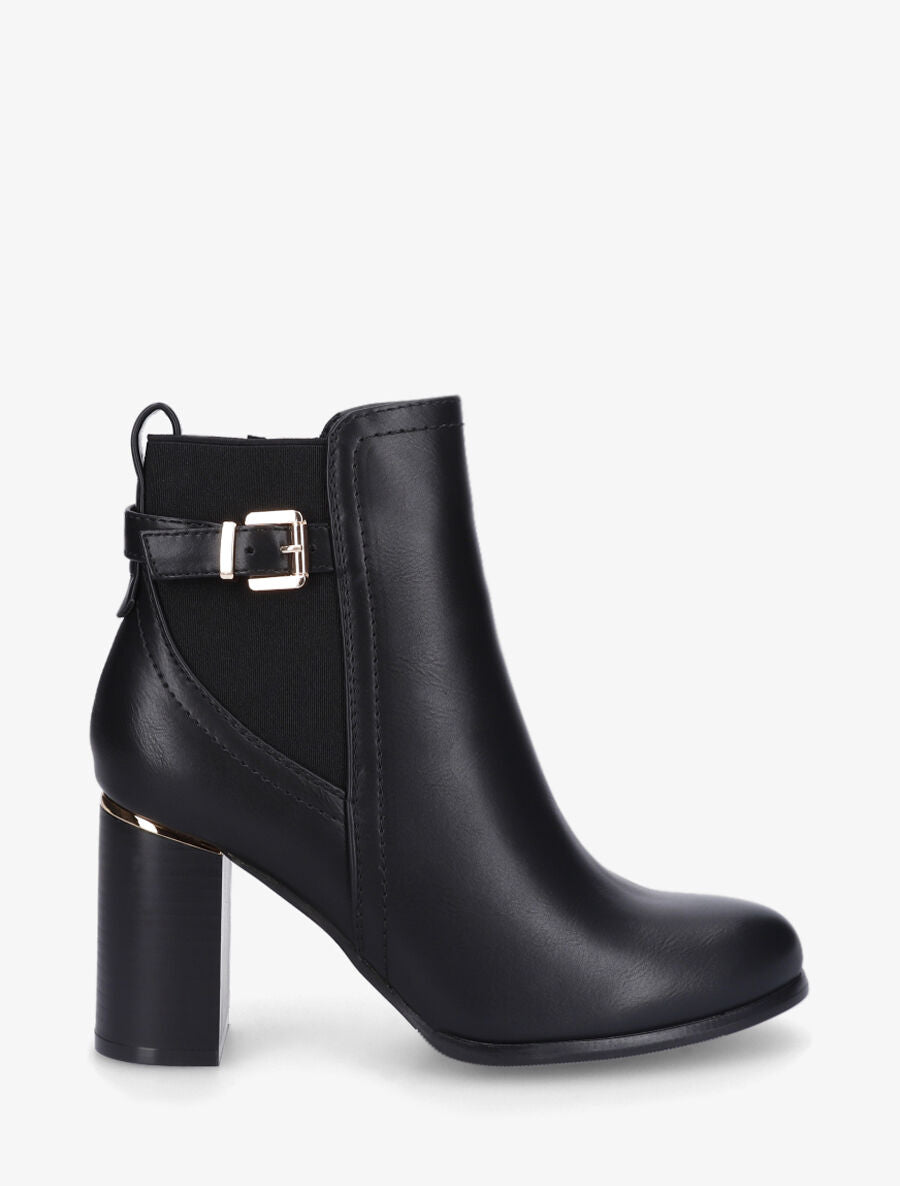 Bottines à talon haut et empiècement métallique - Noir - 1
