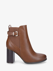 Bottines à talon haut et empiècement métallique - Camel - 5