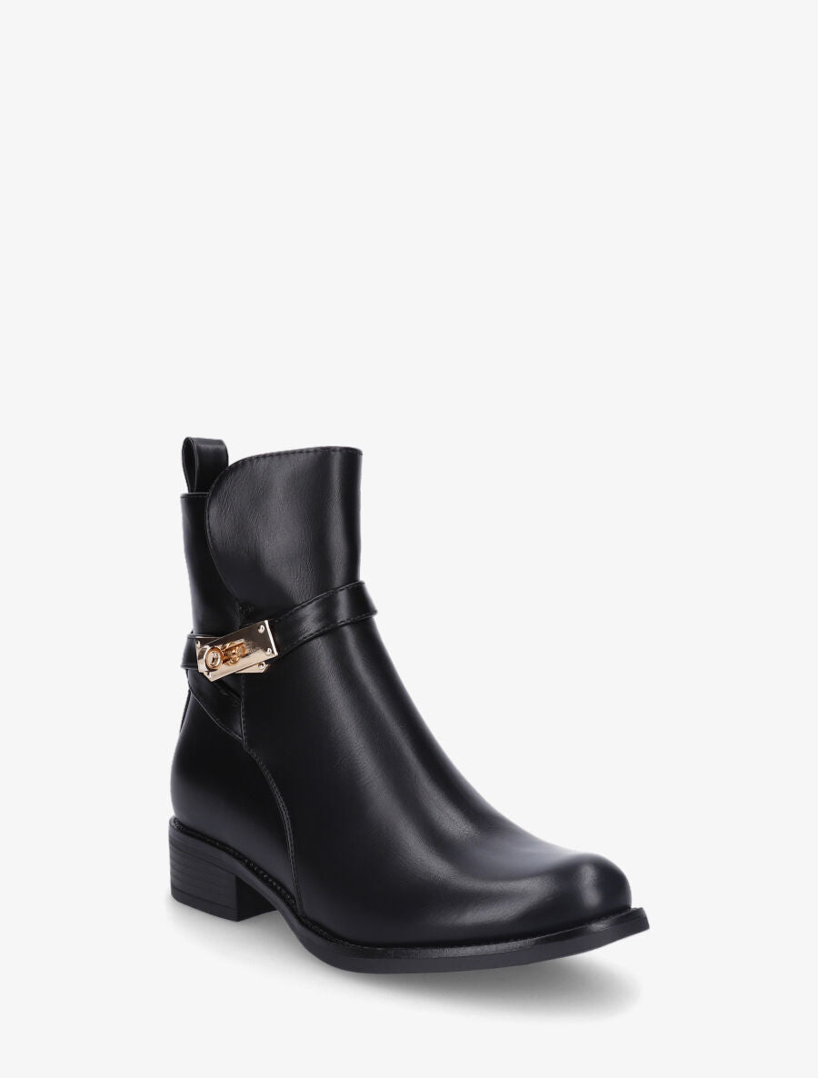 Bottines plates en simili - Noir - 2