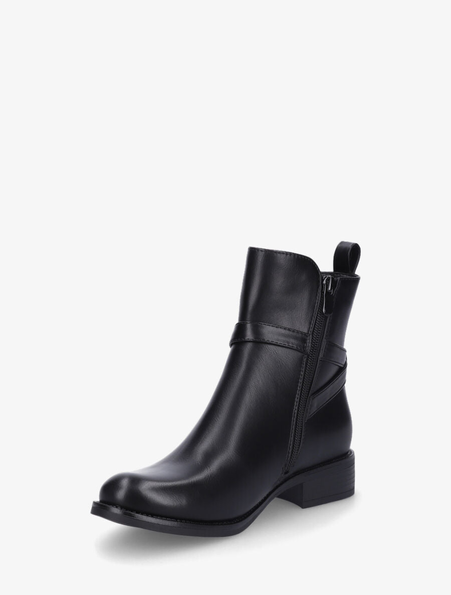 Bottines plates en simili - Noir - 3