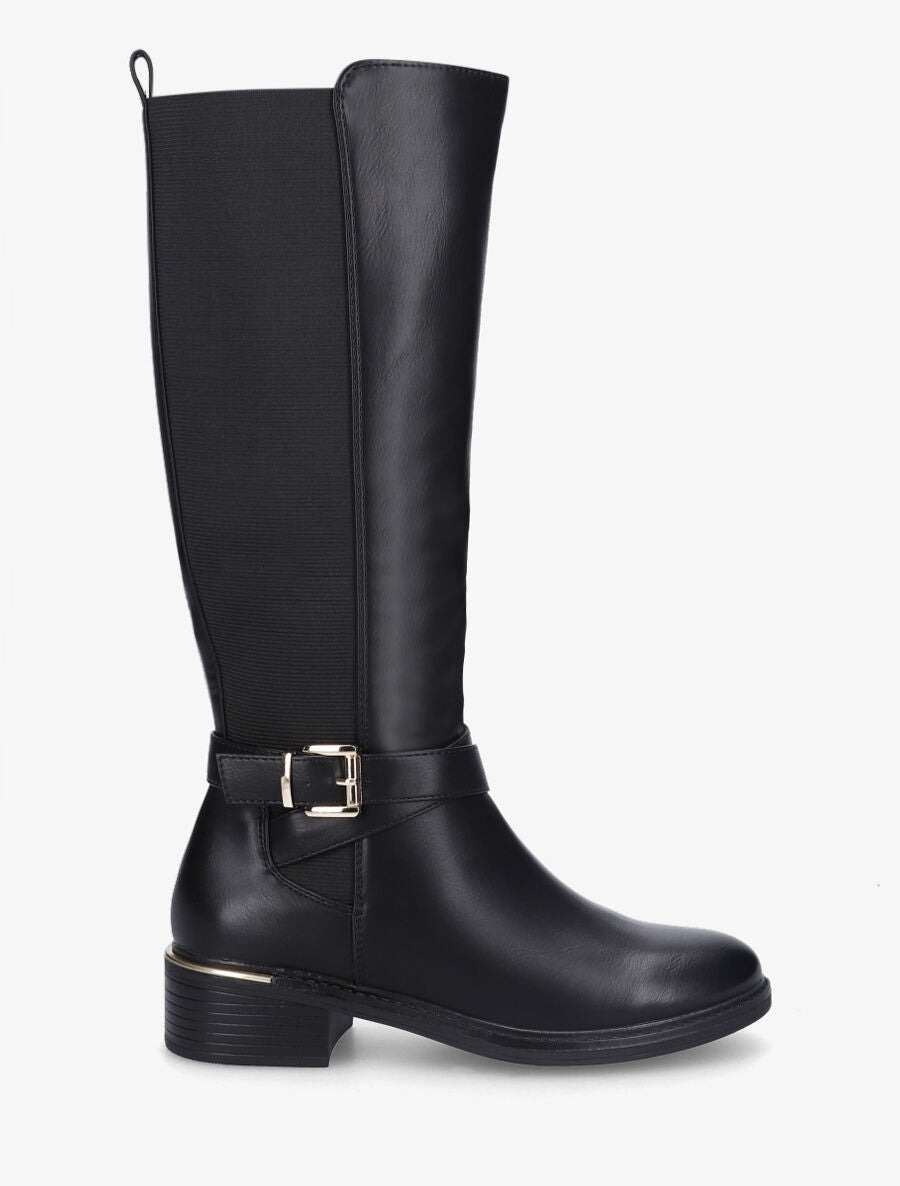 Bottes plates élastiquées en simili - Noir - 5