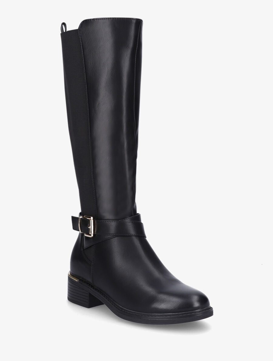 Bottes plates élastiquées en simili - Noir - 2