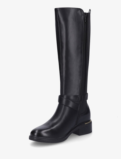 Bottes plates élastiquées en simili - Noir - 3
