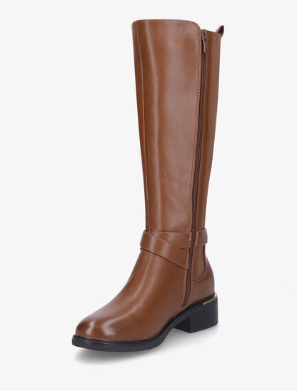 Bottes plates élastiquées en simili - Camel - 3