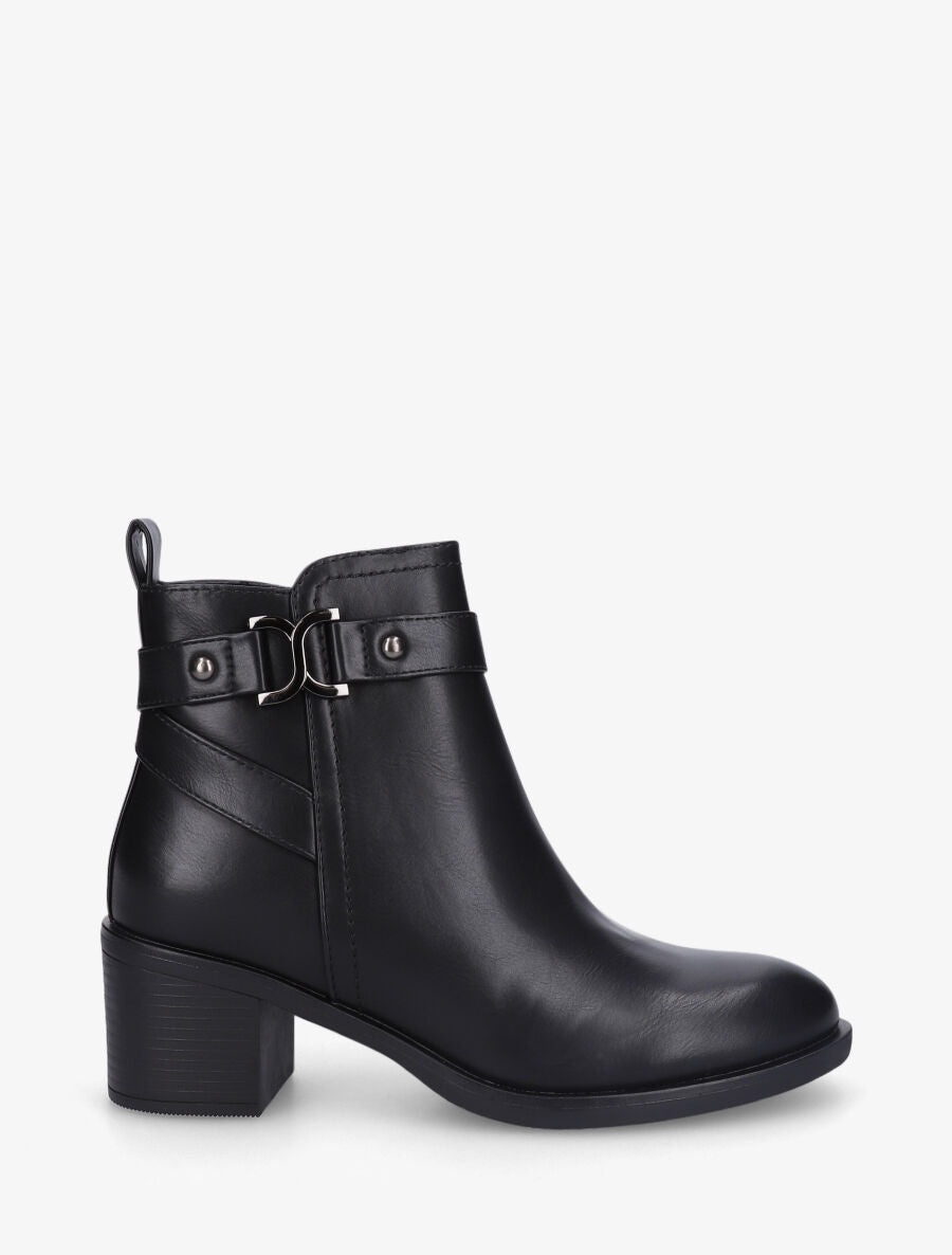 Bottines unies à talon en simili - Noir - 1