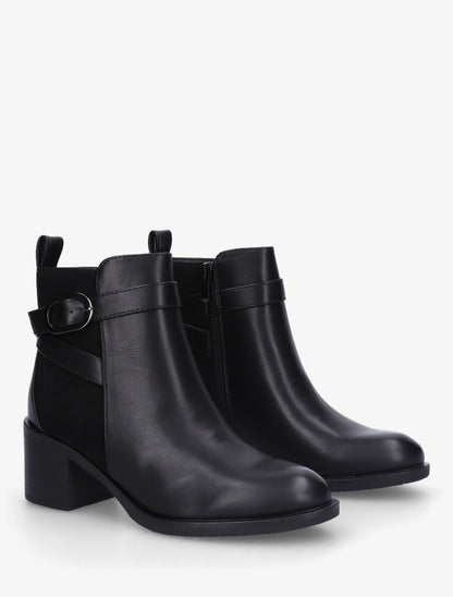 Bottines en simili et suédine - Noir - 4