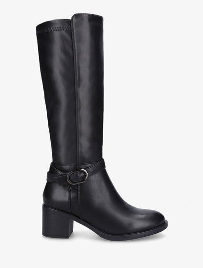 Bottes en simili à talon mi-haut - Noir - 5