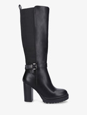 Bottes en simili à talon et plateforme - Noir - 1