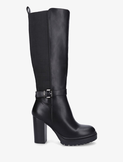 Bottes en simili à talon et plateforme - Noir - 1