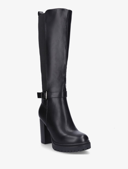 Bottes en simili à talon et plateforme - Noir - 2