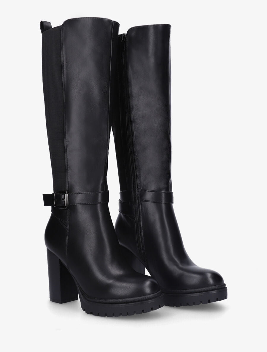 Bottes en simili à talon et plateforme - Noir - 4