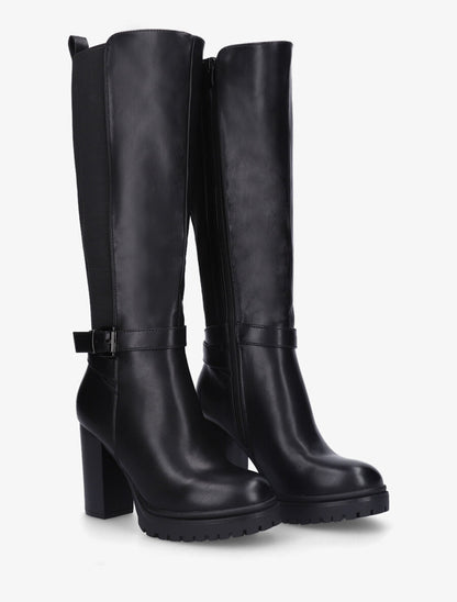 Bottes en simili à talon et plateforme - Noir - 4