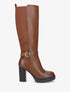 Bottes en simili à talon et plateforme - Camel - 5