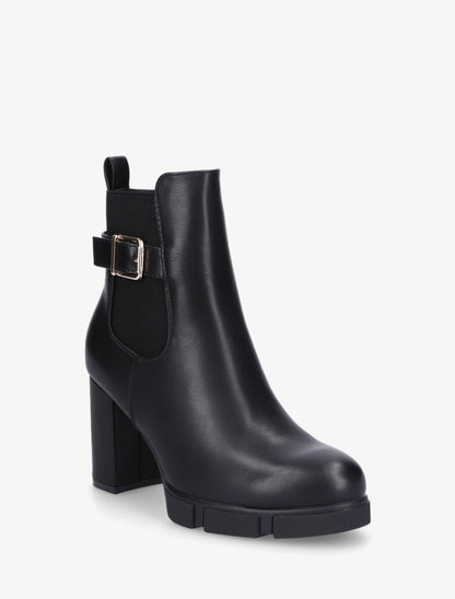Bottines élastiquées à talon - Noir - 3