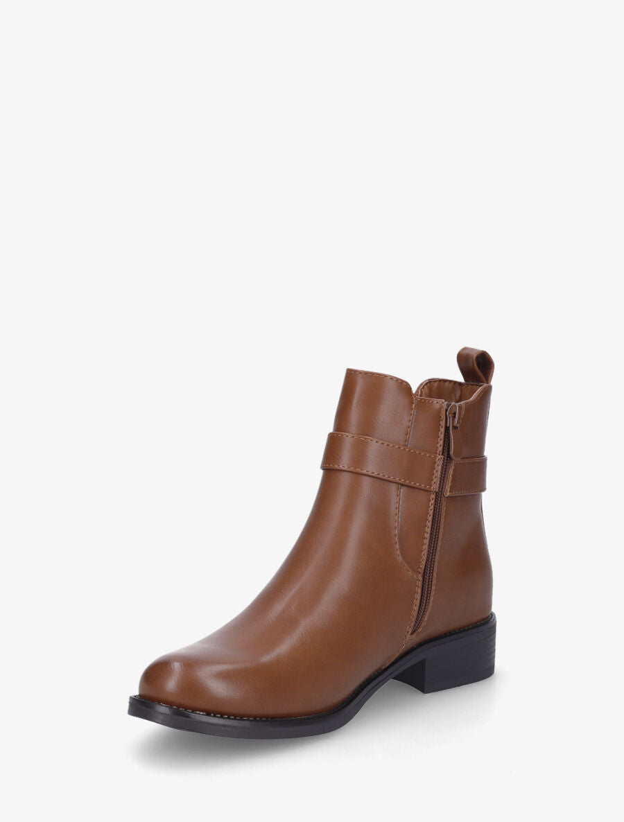 Bottines basiques en simili - Camel - 3