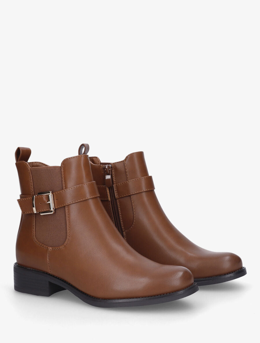 Bottines basiques en simili - Camel - 4