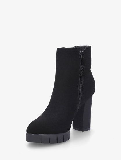 Bottines en simili à zip décoratif - Noir - 3