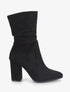 Bottines froncés en suédine à talon - Noir - 5