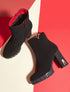 Bottines en suédine à empiècement métal en V - Noir - 1