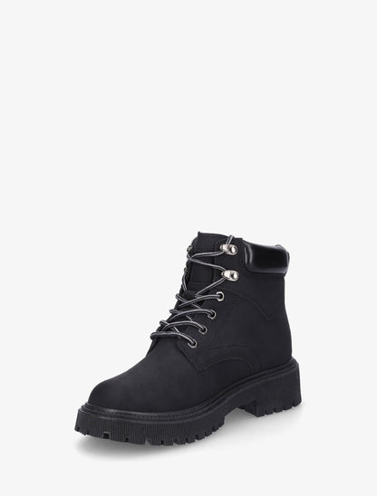 Boots en simili à lacets - Noir - 3