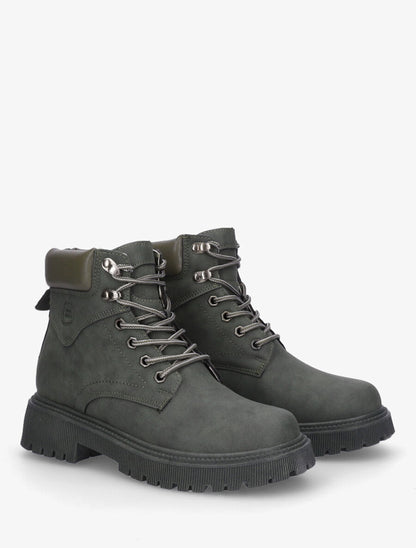 Boots en simili à lacets - Kaki - 4
