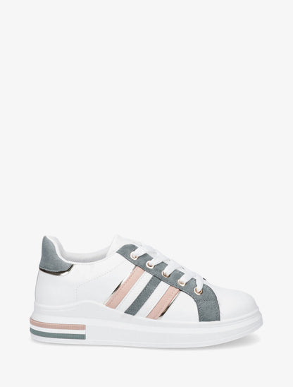 Sneakers classiques à bandes irisées et texturées - Bleu canard - 5