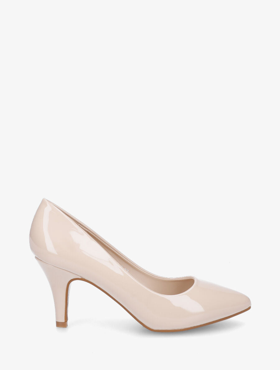 Escarpins vernis à talon aiguille - Beige - 1