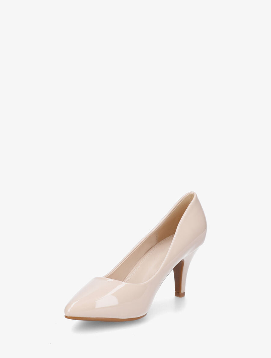 Escarpins vernis à talon aiguille - Beige - 3