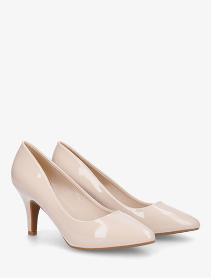 Escarpins vernis à talon aiguille - Beige - 4