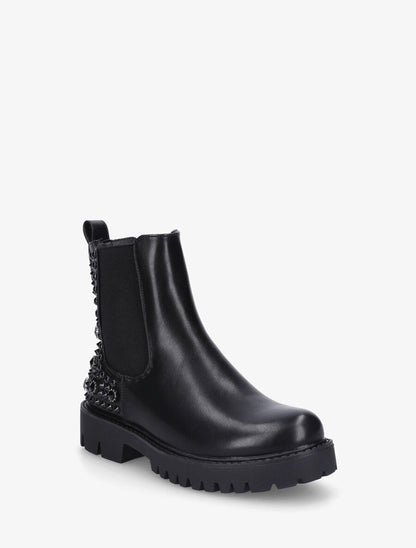 Bottines en simili à clous fantaisies - Noir - 2
