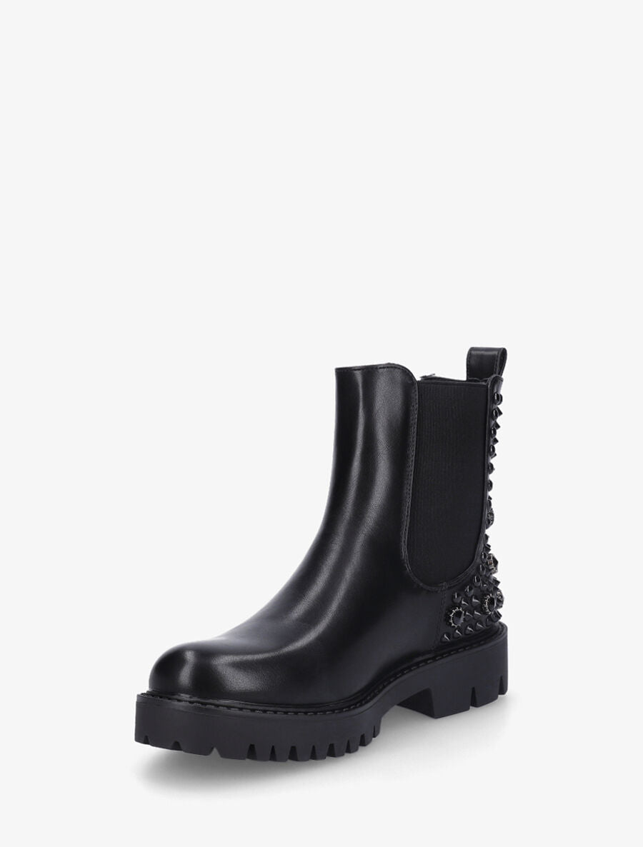 Bottines en simili à clous fantaisies - Noir - 3