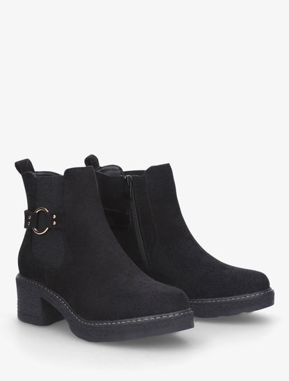 Bottines en suédine à boucle ronde - Noir - 4