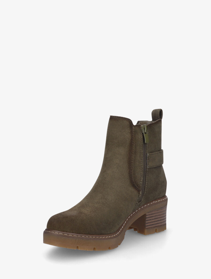 Bottines en suédine à boucle ronde - Kaki - 3