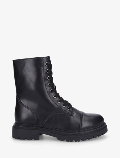Bottines montantes à lacets et zip - Noir - 1