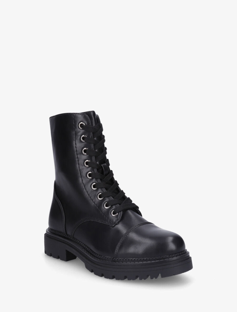 Bottines montantes à lacets et zip - Noir - 2