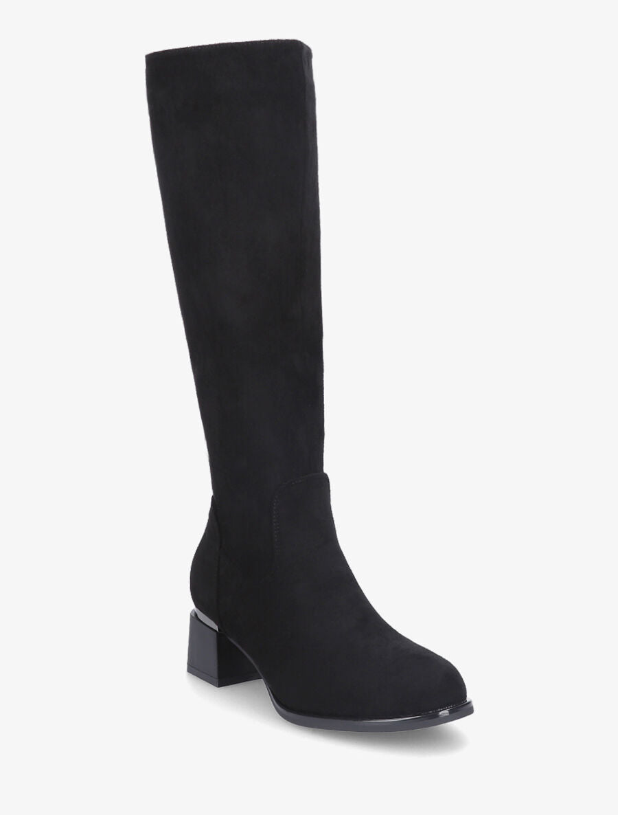 Bottes plates en suédine languette à strass - Noir - 2