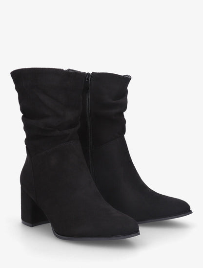Bottines froncées en suédine à bout pointu - Noir - 4