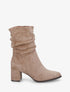 Bottines froncées en suédine à bout pointu - Taupe - 5