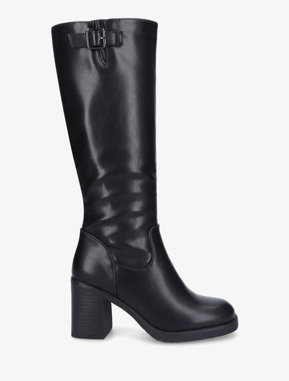 Bottes à talon en simili - Noir - 1
