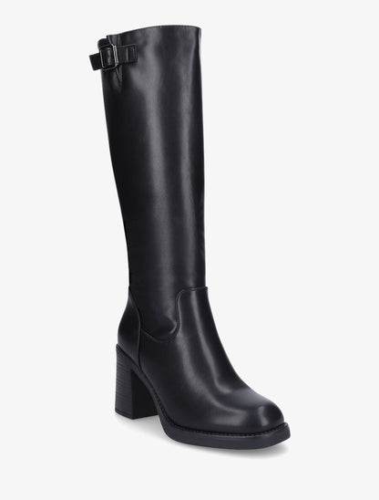Bottes à talon en simili - Noir - 2