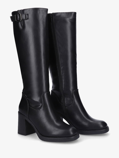 Bottes à talon en simili - Noir - 4