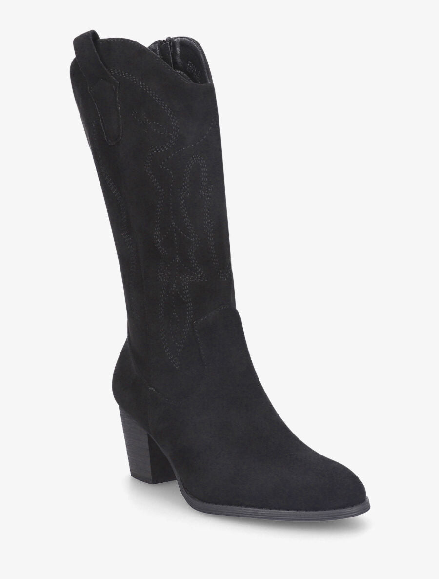 Bottes style santiag en suédine - Noir - 2