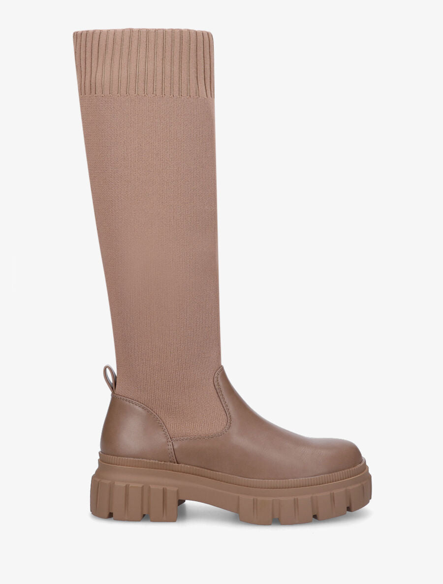 Bottes style chaussettes unis - Taupe - 5