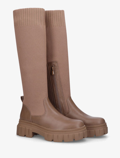 Bottes style chaussettes unis - Taupe - 4