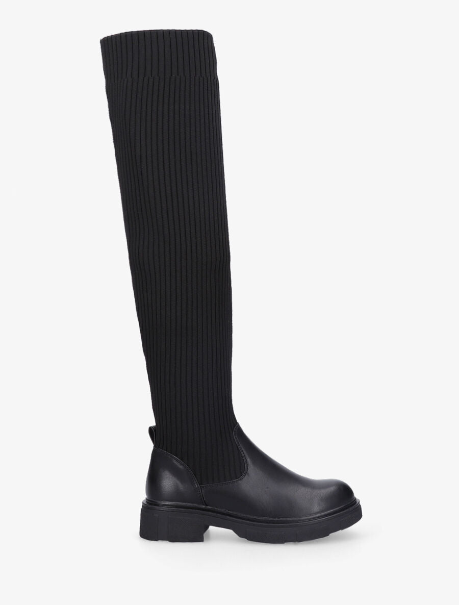Cuissardes plates style chaussettes - Noir - 1