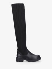 Cuissardes plates style chaussettes - Noir - 1