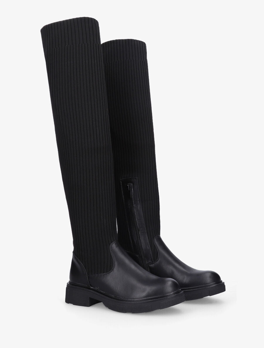 Cuissardes plates style chaussettes - Noir - 4