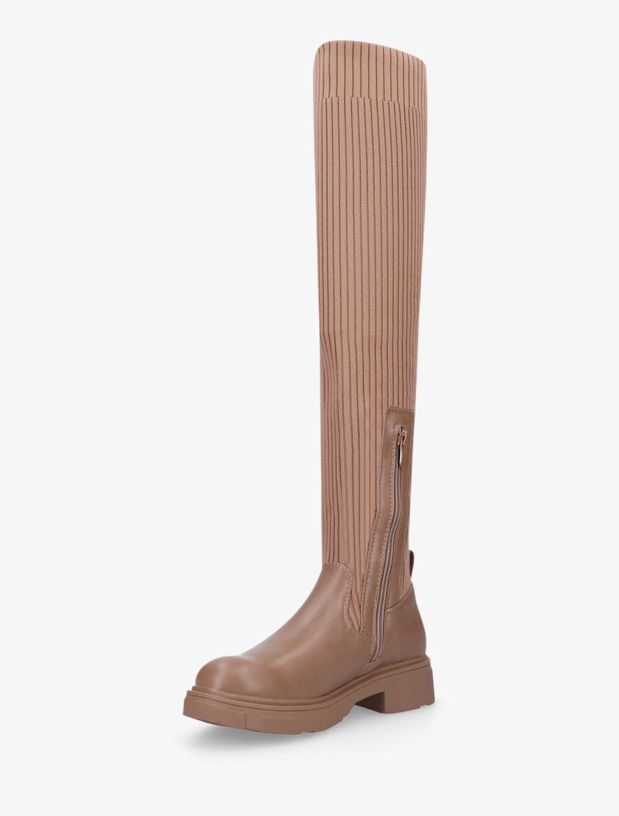 Cuissardes plates style chaussettes - Taupe - 3