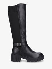 Bottes bimatière à talon - Noir - 1