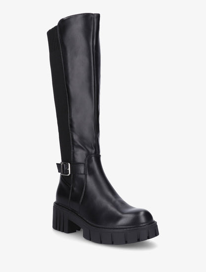 Bottes bimatière à talon - Noir - 2